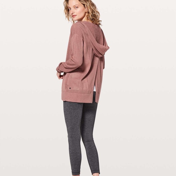 Lululemom Women's Pink Hooded Sweater Wrap Size Medium 6 / 8 Still Movement - Picture 5 of 14